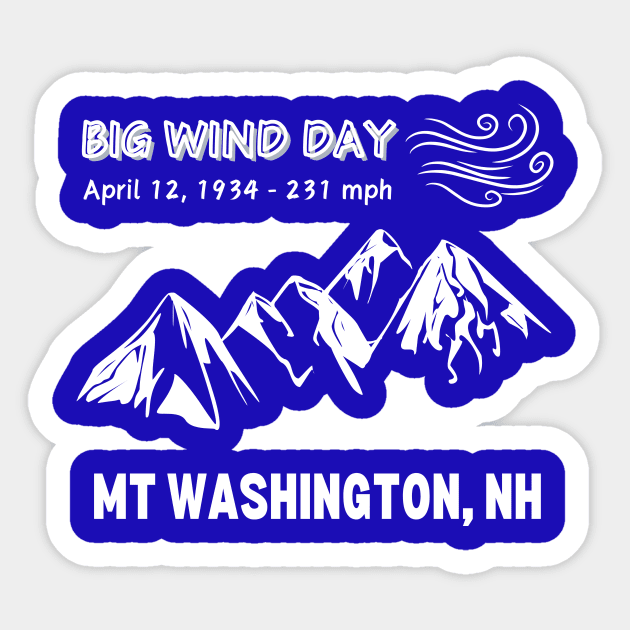 Big Wind Day Anniversary Mount Washington New Hampshire Sticker by MagpieMoonUSA